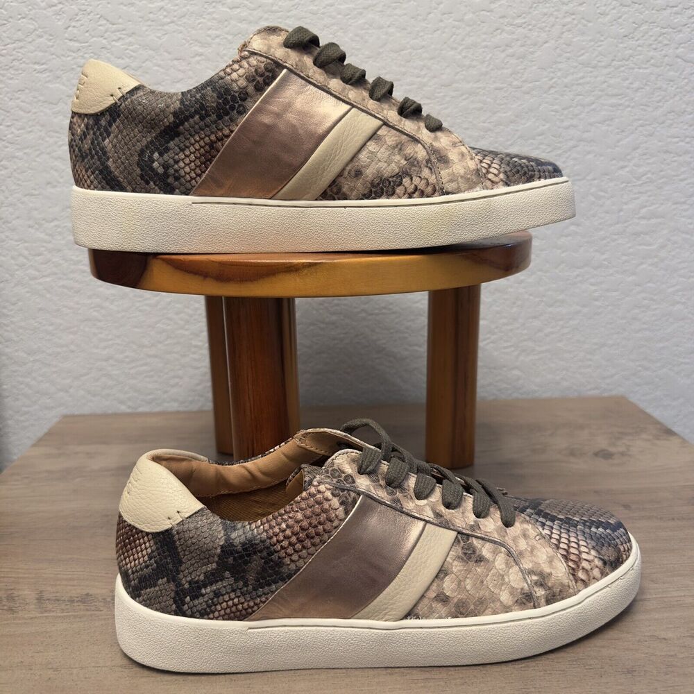 Women’s Frye and Co. Hallie Low Snake Lace-Up‎ Leather Sneaker Size 9